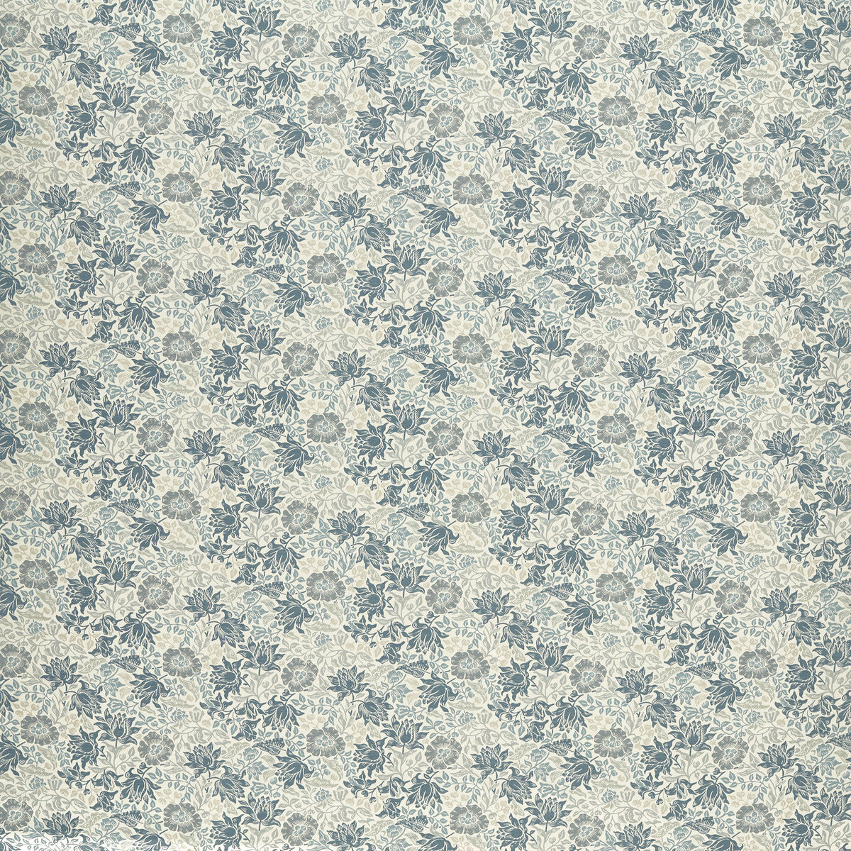 Mallow Jacquard fabric in midnight denim color - pattern number F1743/02.CAC.0 - by Clarke And Clarke in the Clarke & Clarke William Morris Weaves collection