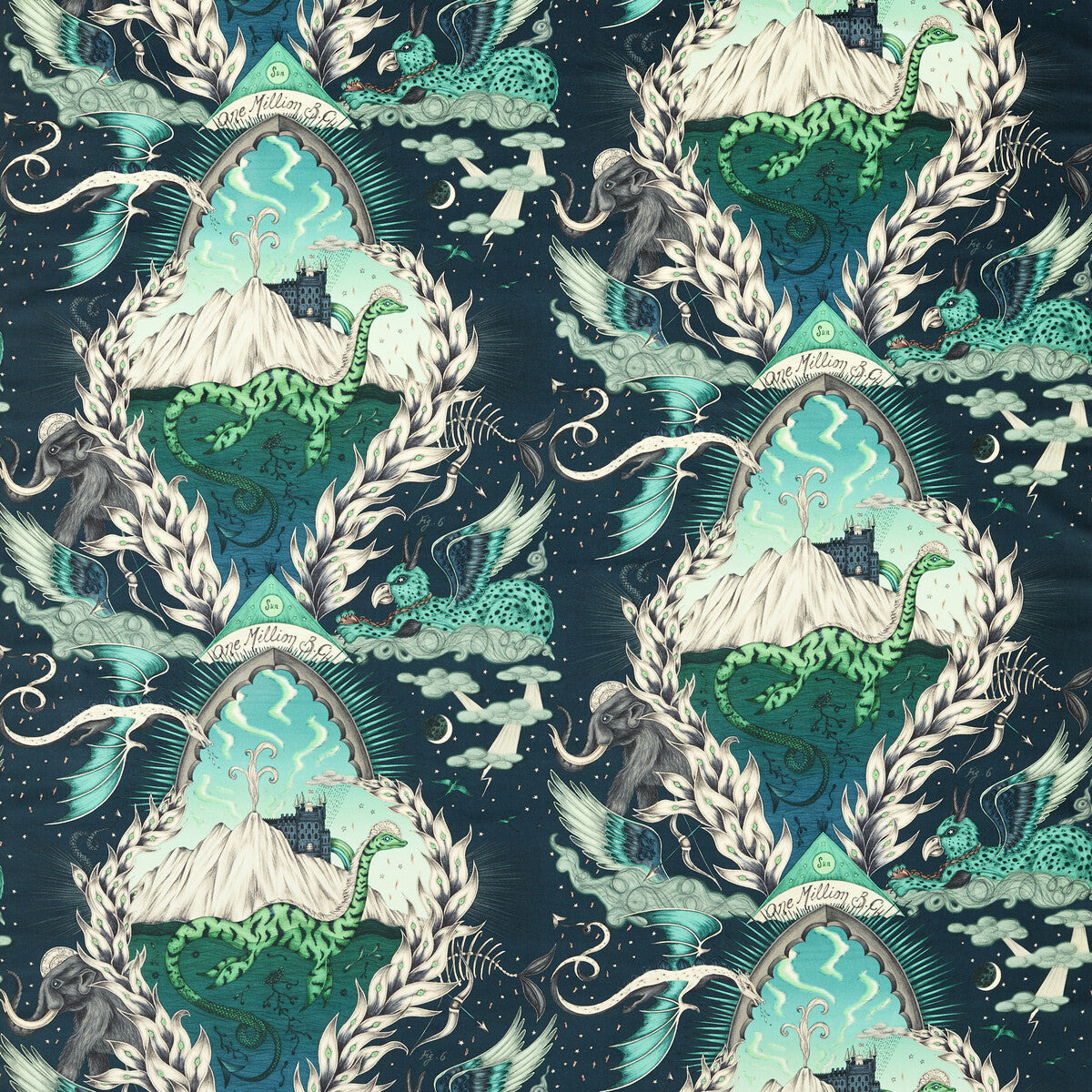 Highlandia Velvet fabric in marine color - pattern number F1752/01.CAC.0 - by Clarke And Clarke in the Mythica By Emma J Shipley For C&C collection
