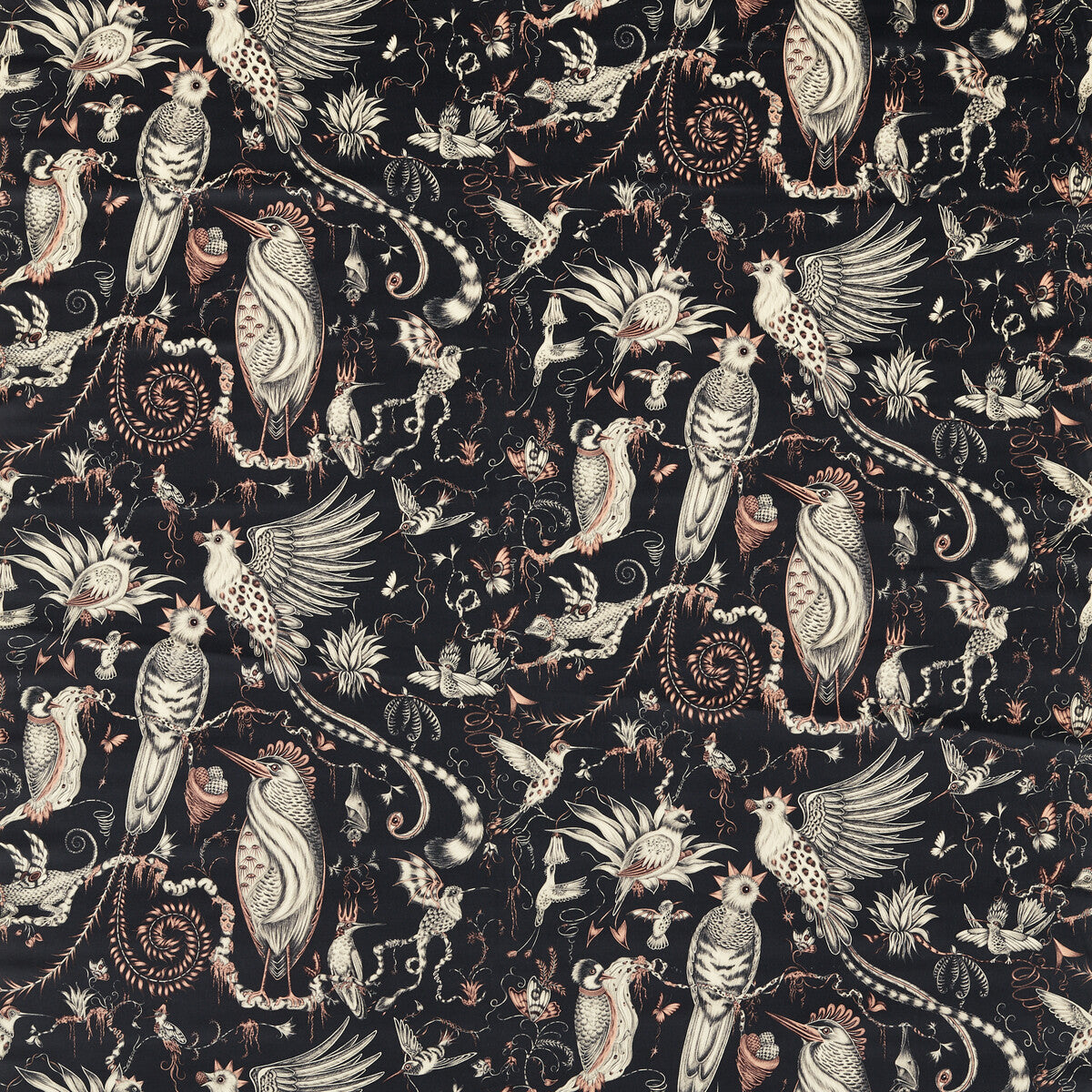 Quetzal Velvet fabric in charcoal color - pattern number F1759/01.CAC.0 - by Clarke And Clarke in the Mythica By Emma J Shipley For C&C collection
