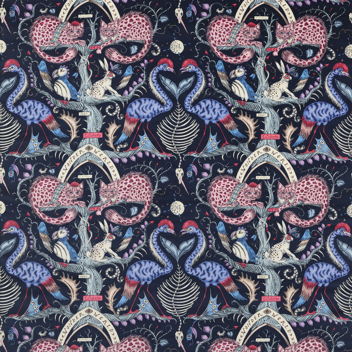Wonder World Velvet fabric in berry color - pattern number F1764/01.CAC.0 - by Clarke And Clarke in the Mythica By Emma J Shipley For C&C collection