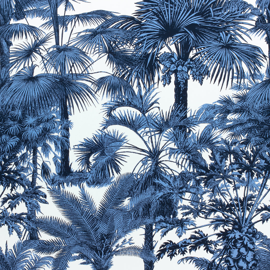 Palm Botanical fabric in navy color - pattern number F910100 - by Thibaut in the Tropics collection