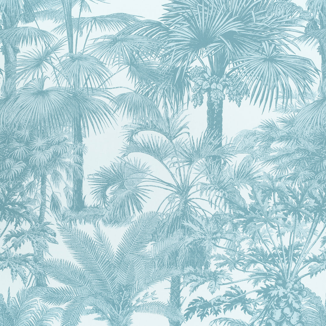Palm Botanical fabric in spa blue color - pattern number F910104 - by Thibaut in the Tropics collection