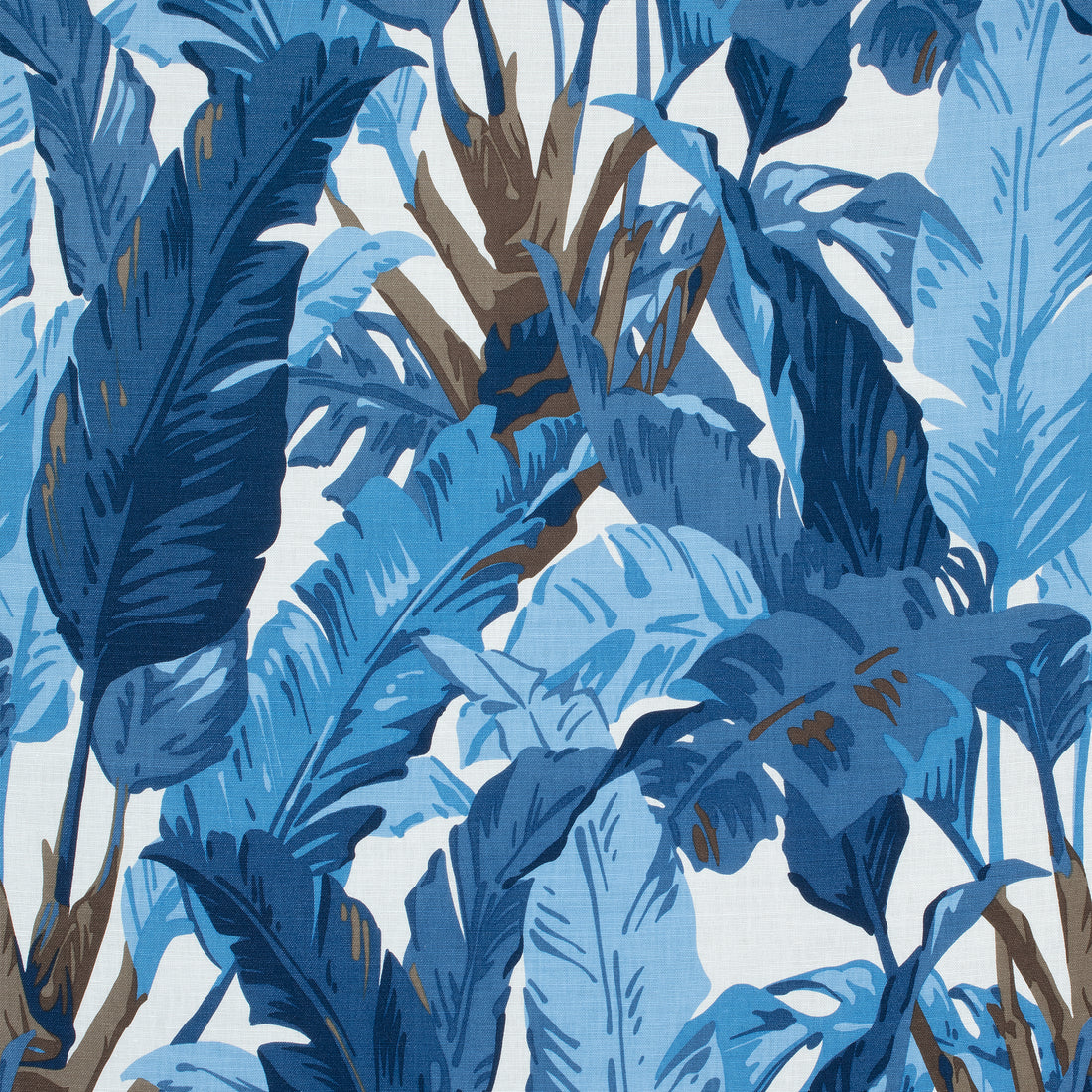 Travelers Palm fabric in navy and white color - pattern number F910126 - by Thibaut in the Tropics collection