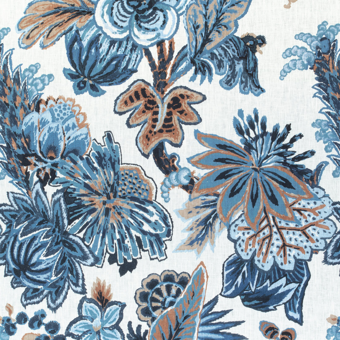 Floral Gala fabric in navy and white color - pattern number F910213 - by Thibaut in the Colony collection
