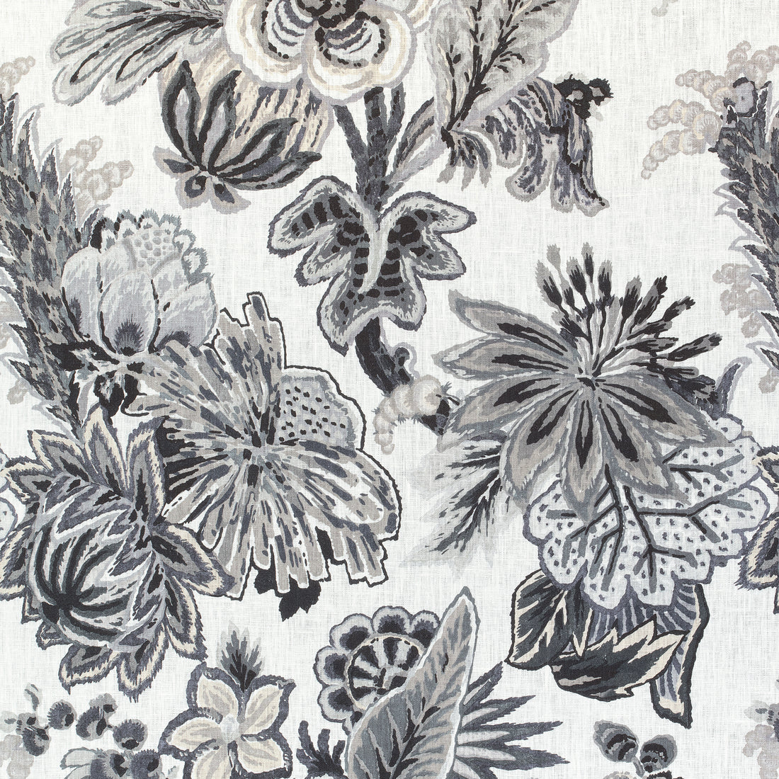 Floral Gala fabric in grey color - pattern number F910218 - by Thibaut in the Colony collection