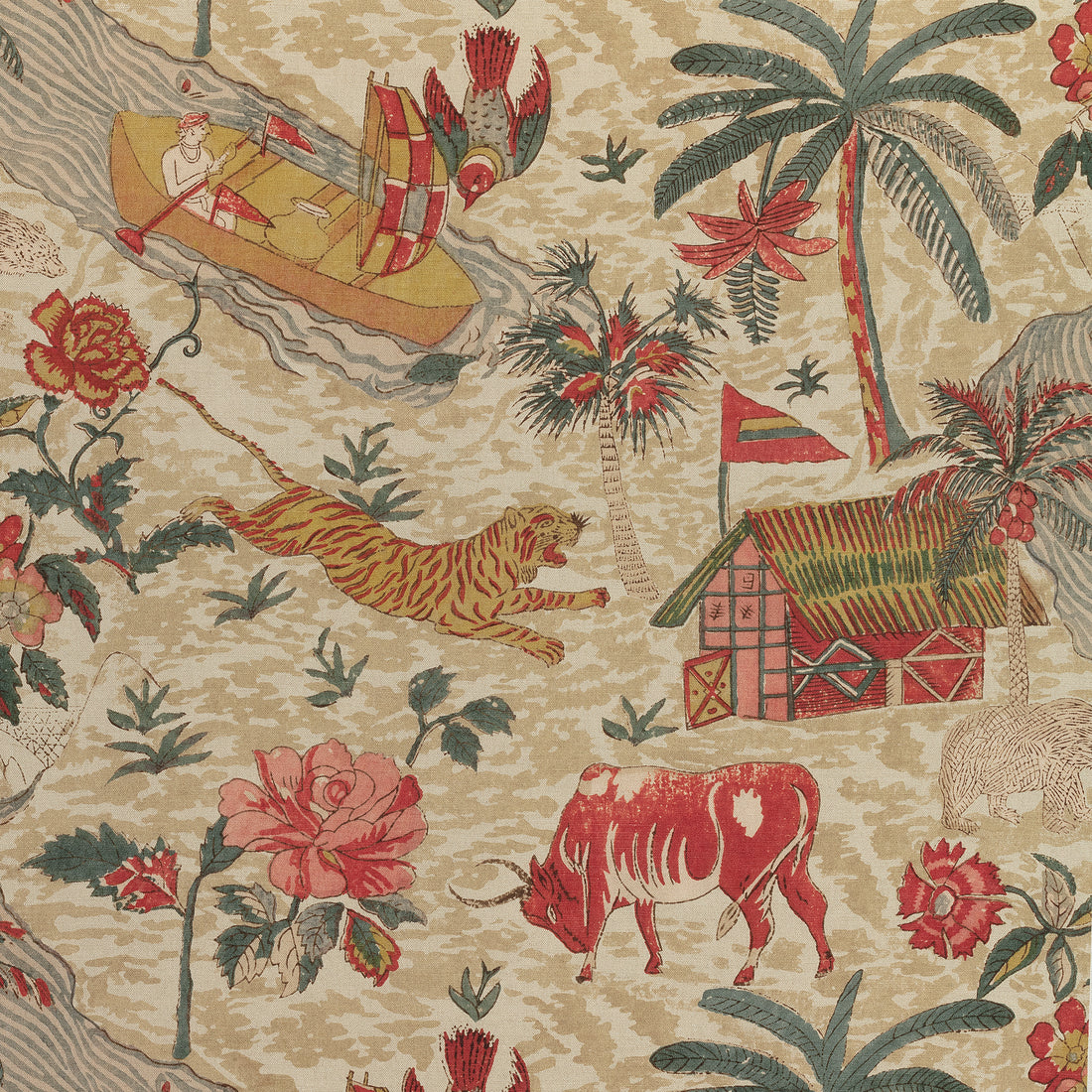 Tiger Reserve fabric in wheat color - pattern number F910233 - by Thibaut in the Colony collection