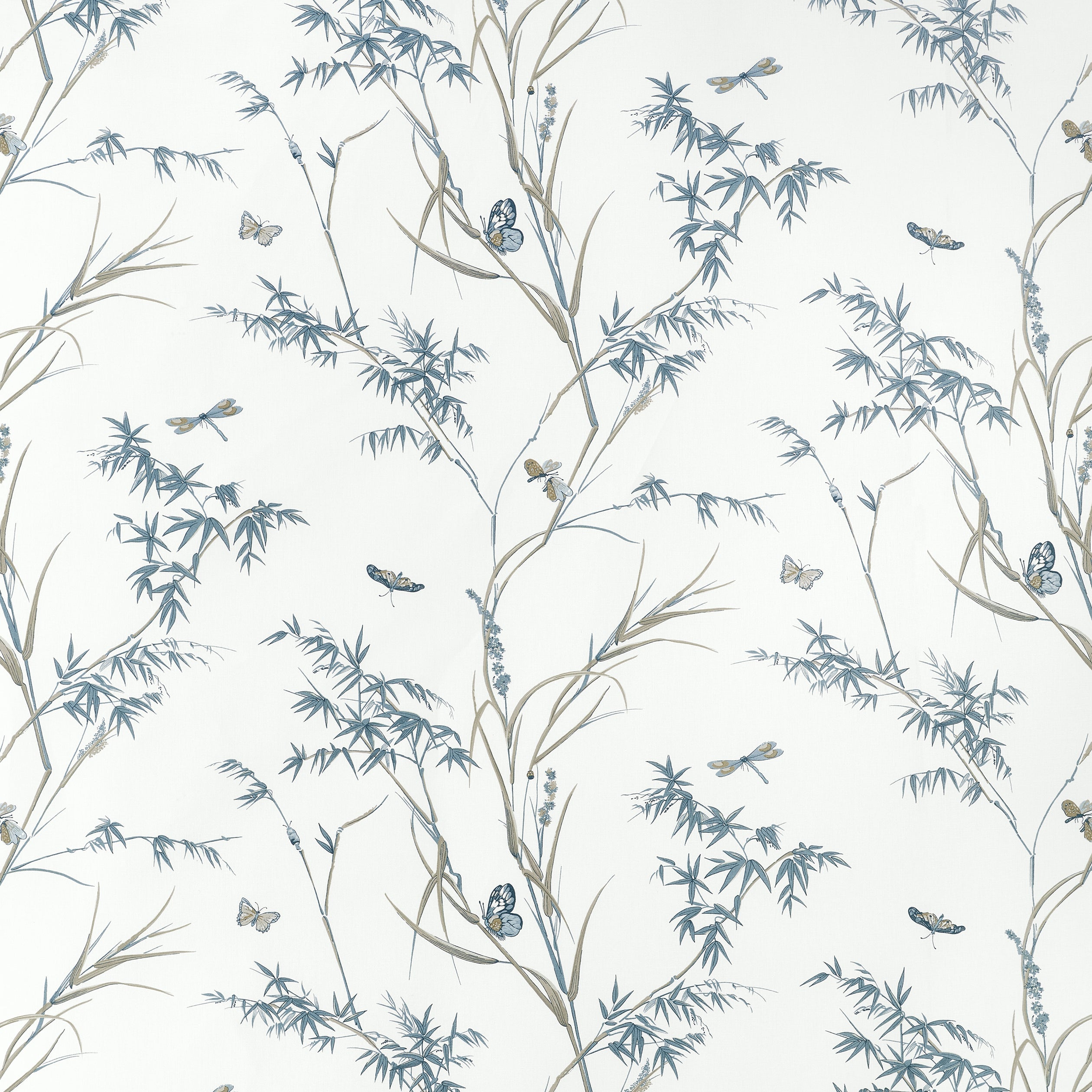 Virginia fabric in cream and aqua color - pattern number F910529 - by Thibaut in the Boxwood collection