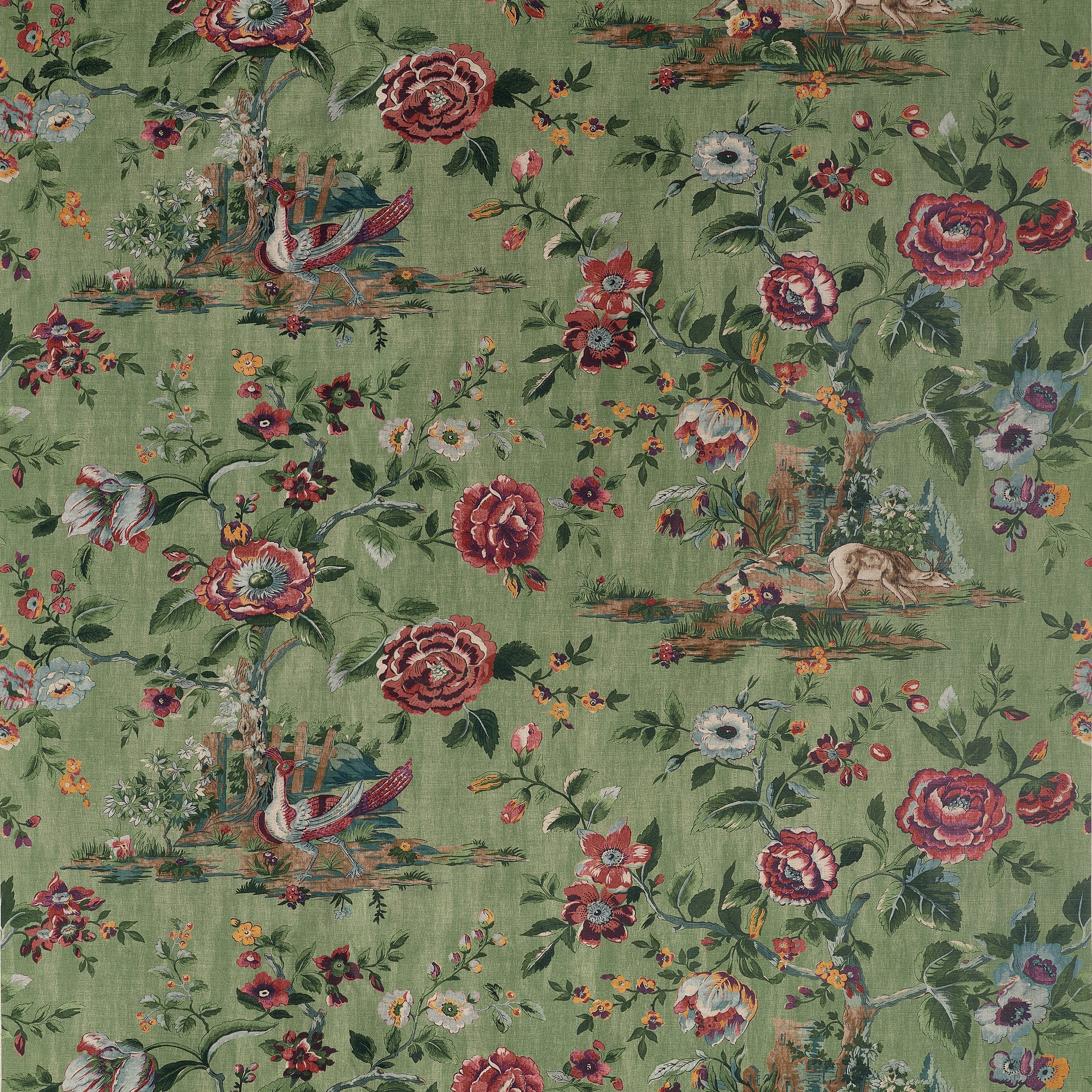 Forest Lodge fabric in green color - pattern number F910542 - by Thibaut in the Boxwood collection