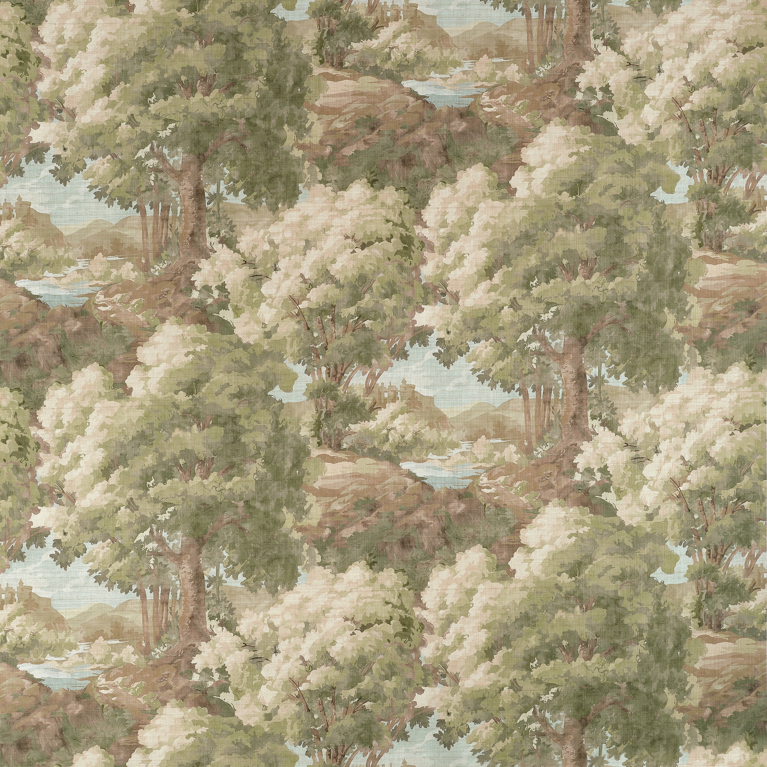 Woodland Clearing fabric in green color - pattern number F910546 - by Thibaut in the Boxwood collection