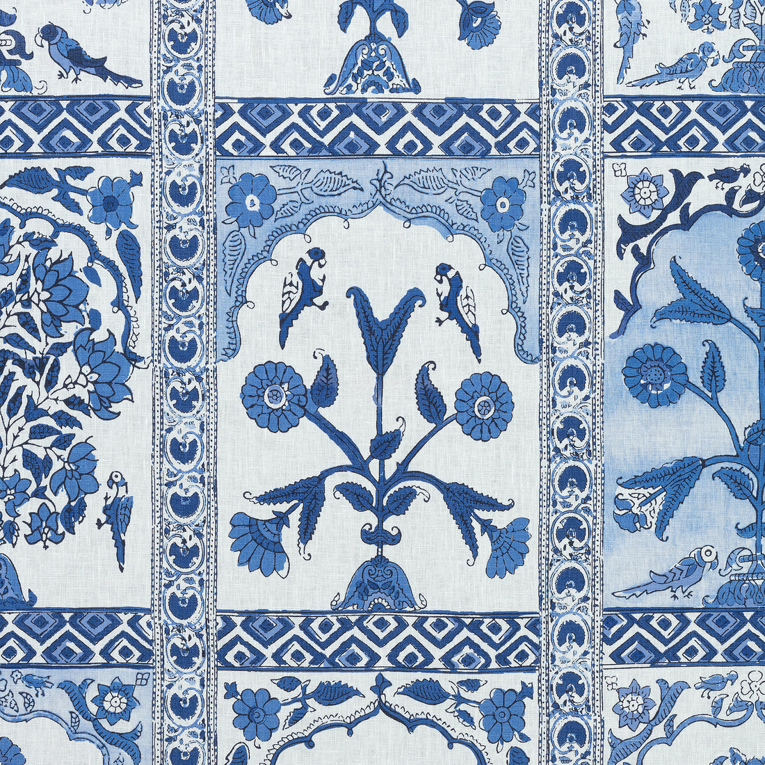 Indian Panel fabric in blue color - pattern number F910629 - by Thibaut in the Ceylon collection