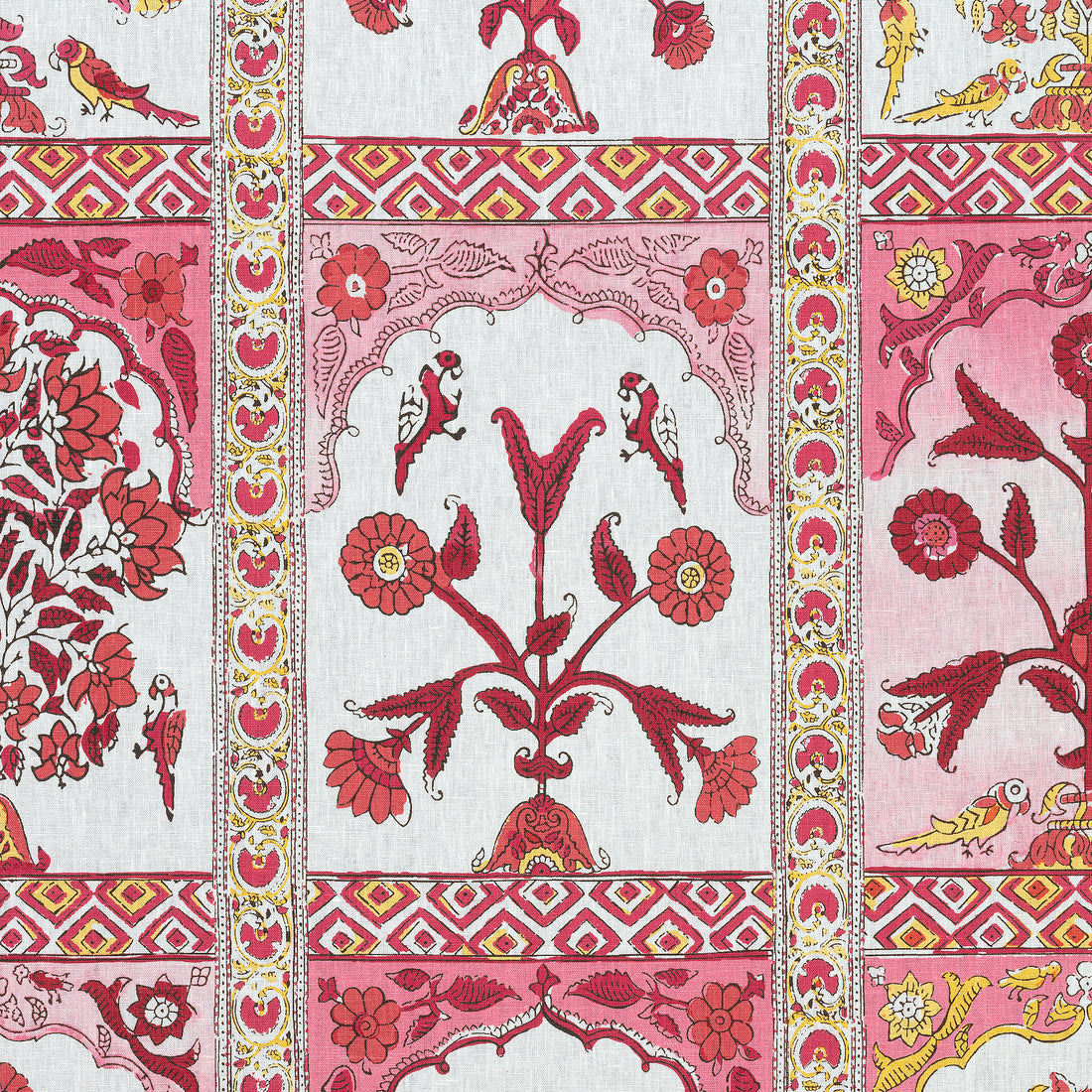 Indian Panel fabric in pink color - pattern number F910632 - by Thibaut in the Ceylon collection