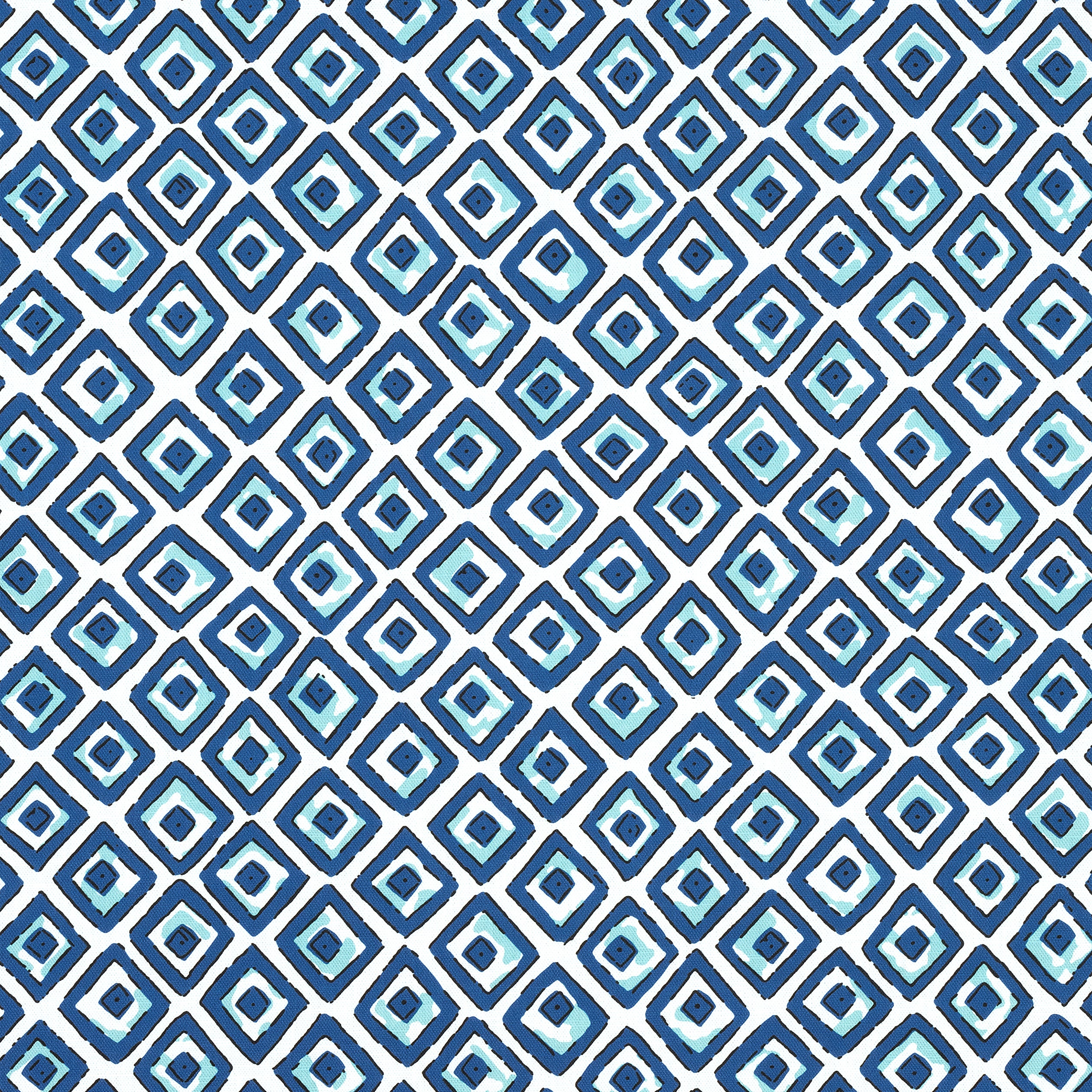 Indian Diamond fabric in blue and turquoise color - pattern number F910658 - by Thibaut in the Ceylon collection