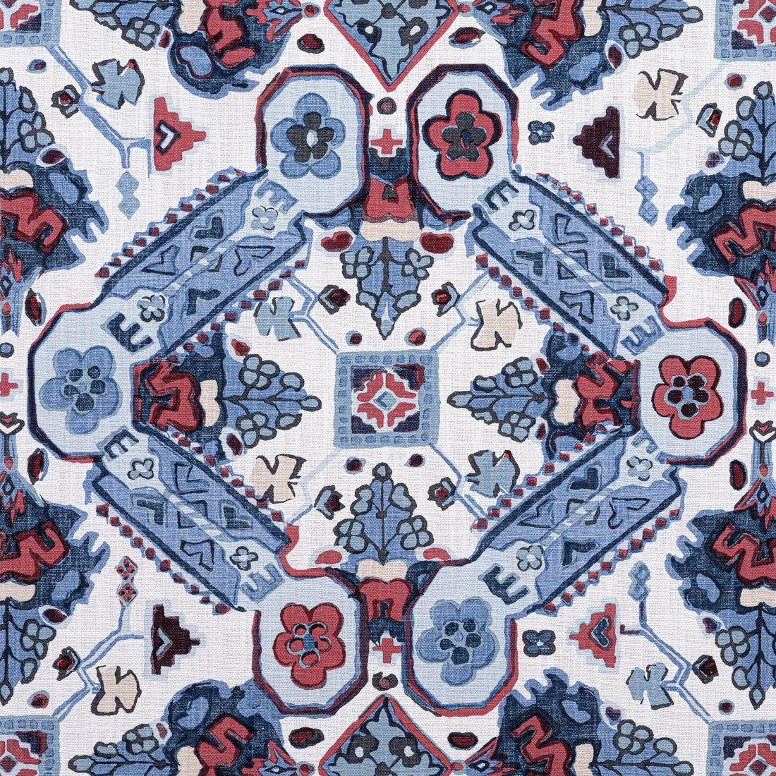 Persian Carpet fabric in blue and white color - pattern number F910824 - by Thibaut in the Heritage collection