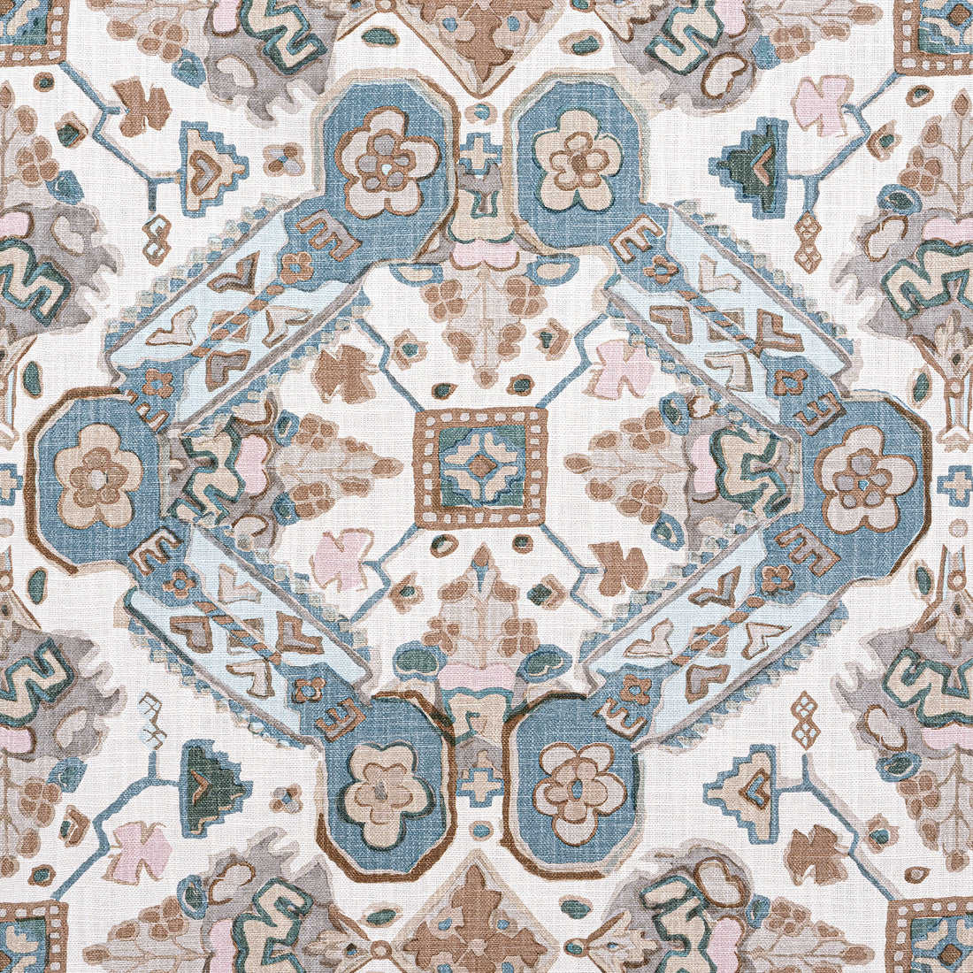Persian Carpet fabric in spa blue color - pattern number F910825 - by Thibaut in the Heritage collection