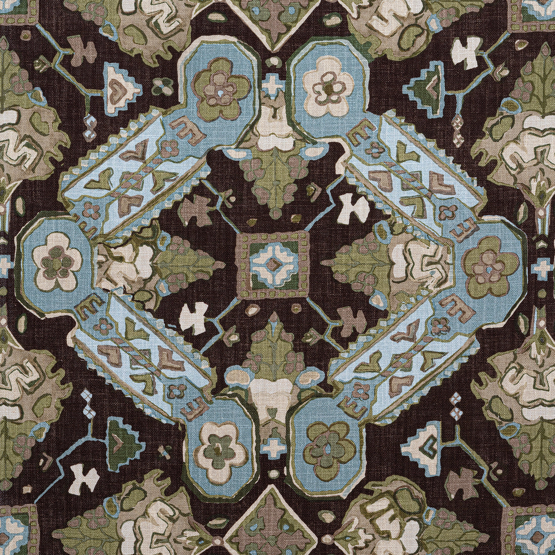 Persian Carpet fabric in brown color - pattern number F910826 - by Thibaut in the Heritage collection