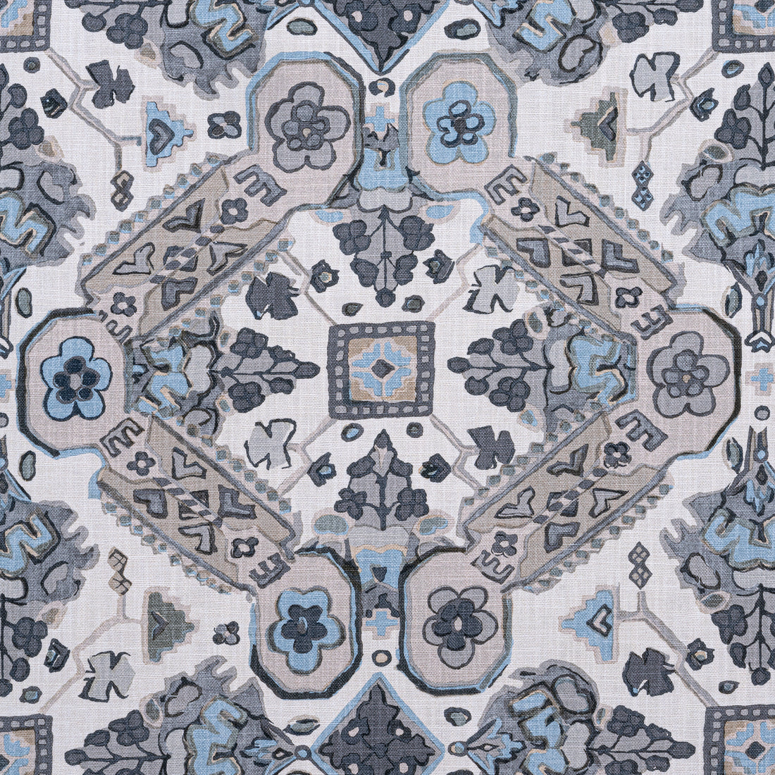Persian Carpet fabric in grey and beige color - pattern number F910828 - by Thibaut in the Heritage collection