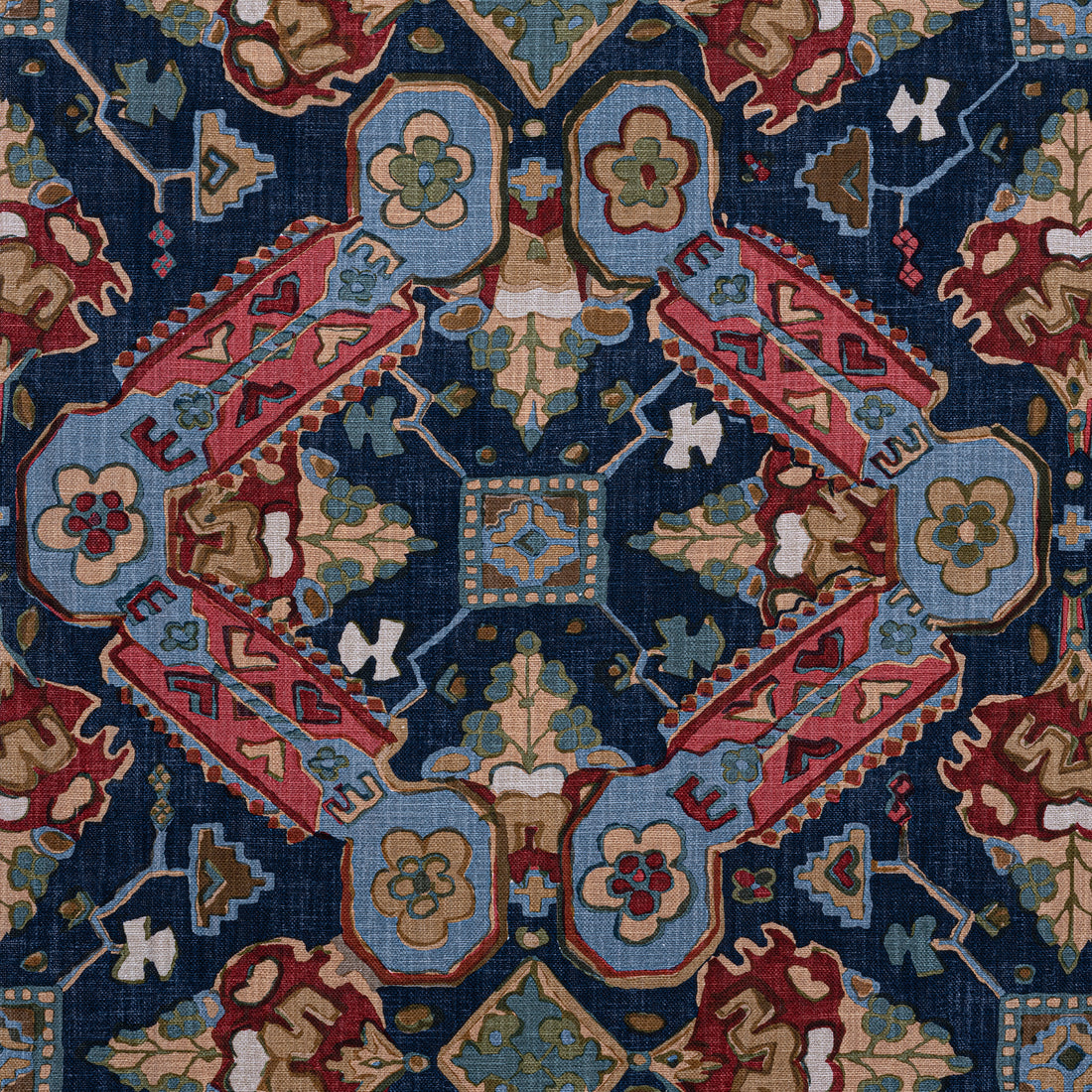 Persian Carpet fabric in navy color - pattern number F910829 - by Thibaut in the Heritage collection