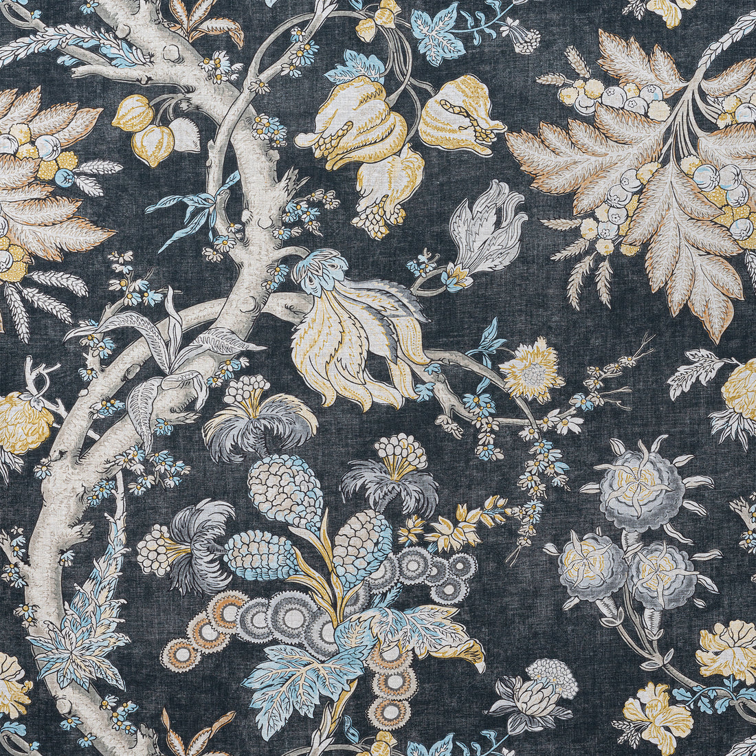 Chatelain fabric in charcoal color - pattern number F910842 - by Thibaut in the Heritage collection