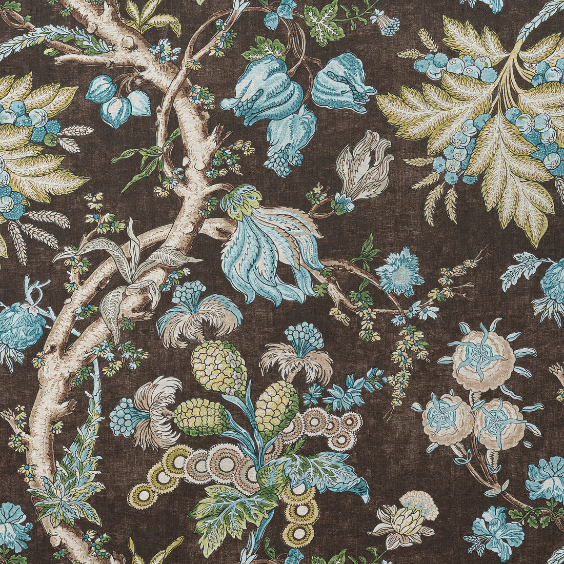 Chatelain fabric in brown color - pattern number F910843 - by Thibaut in the Heritage collection