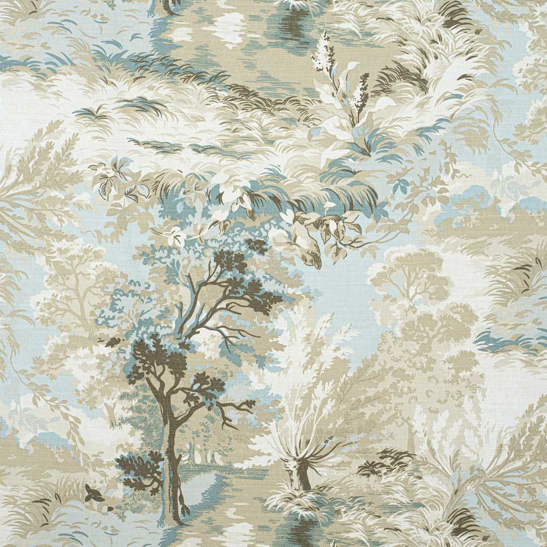 Lincoln Toile fabric in beige and spa blue color - pattern number F910865 - by Thibaut in the Heritage collection