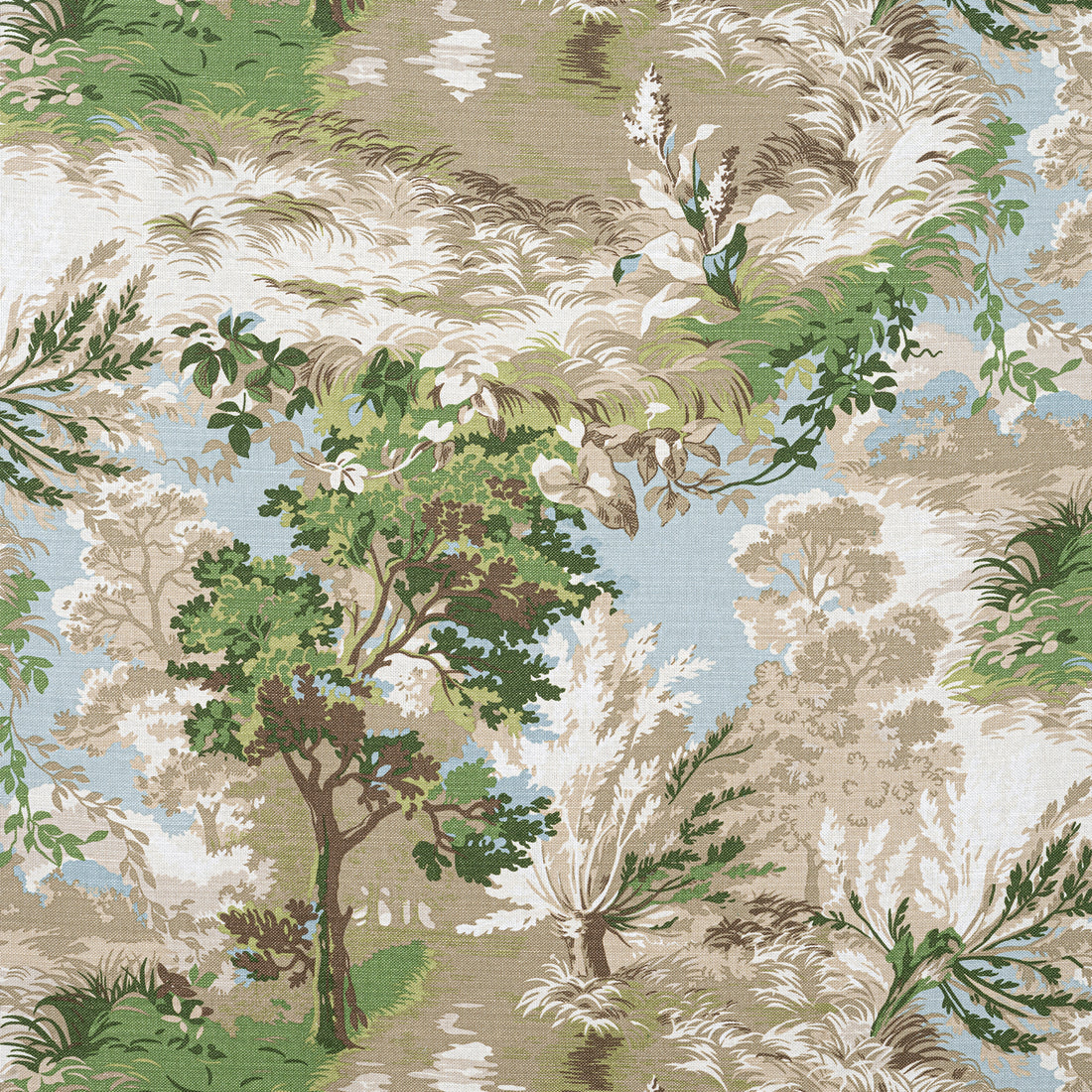 Lincoln Toile fabric in green and beige color - pattern number F910866 - by Thibaut in the Heritage collection
