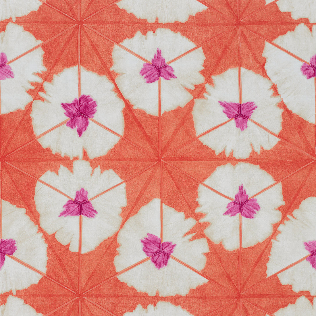 Sunburst fabric in pink and coral color - pattern number F913089 - by Thibaut in the Summer House collection