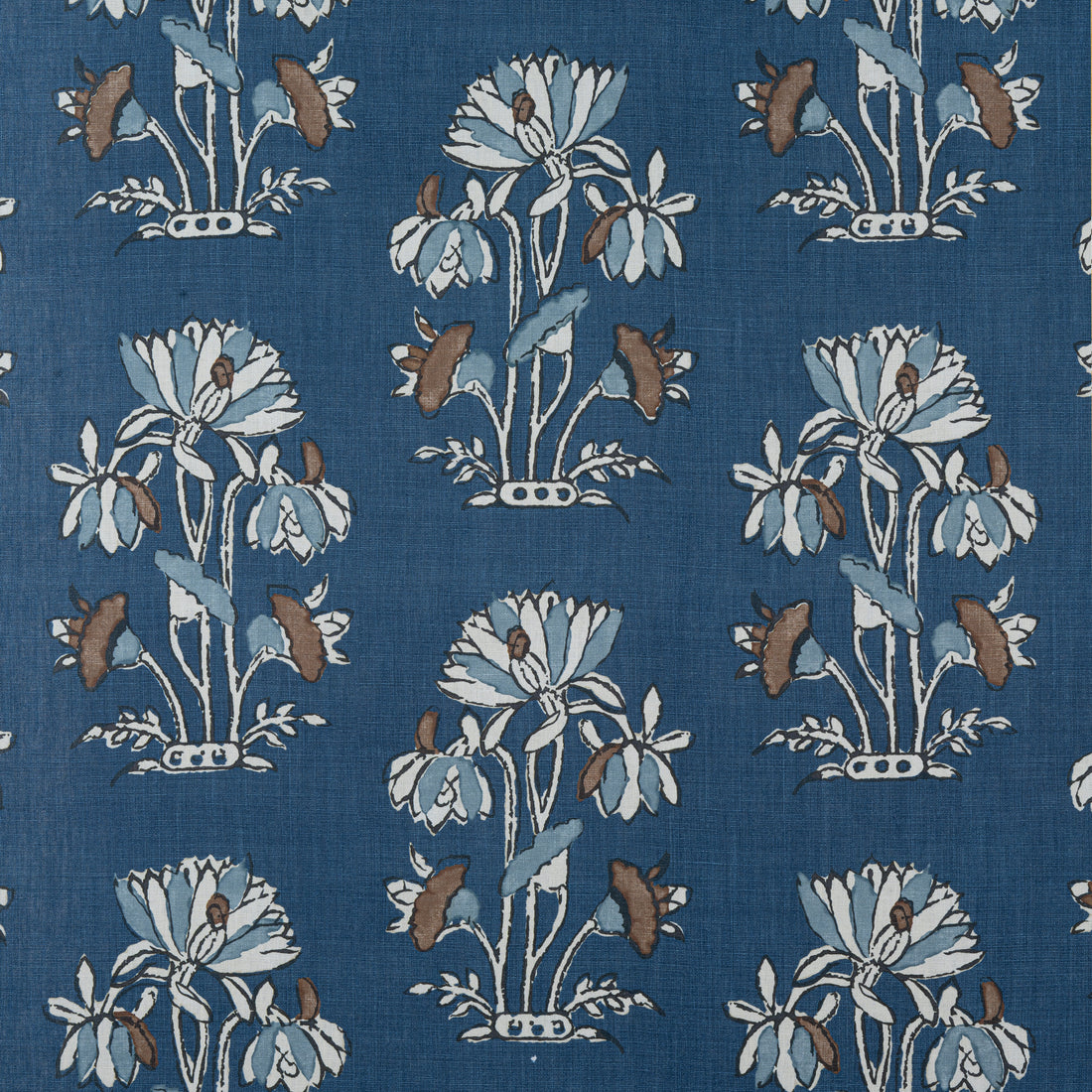 Lily Flower fabric in navy color - pattern number F913203 - by Thibaut in the Mesa collection