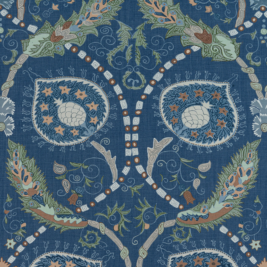 Lewis fabric in navy and teal color - pattern number F913217 - by Thibaut in the Mesa collection
