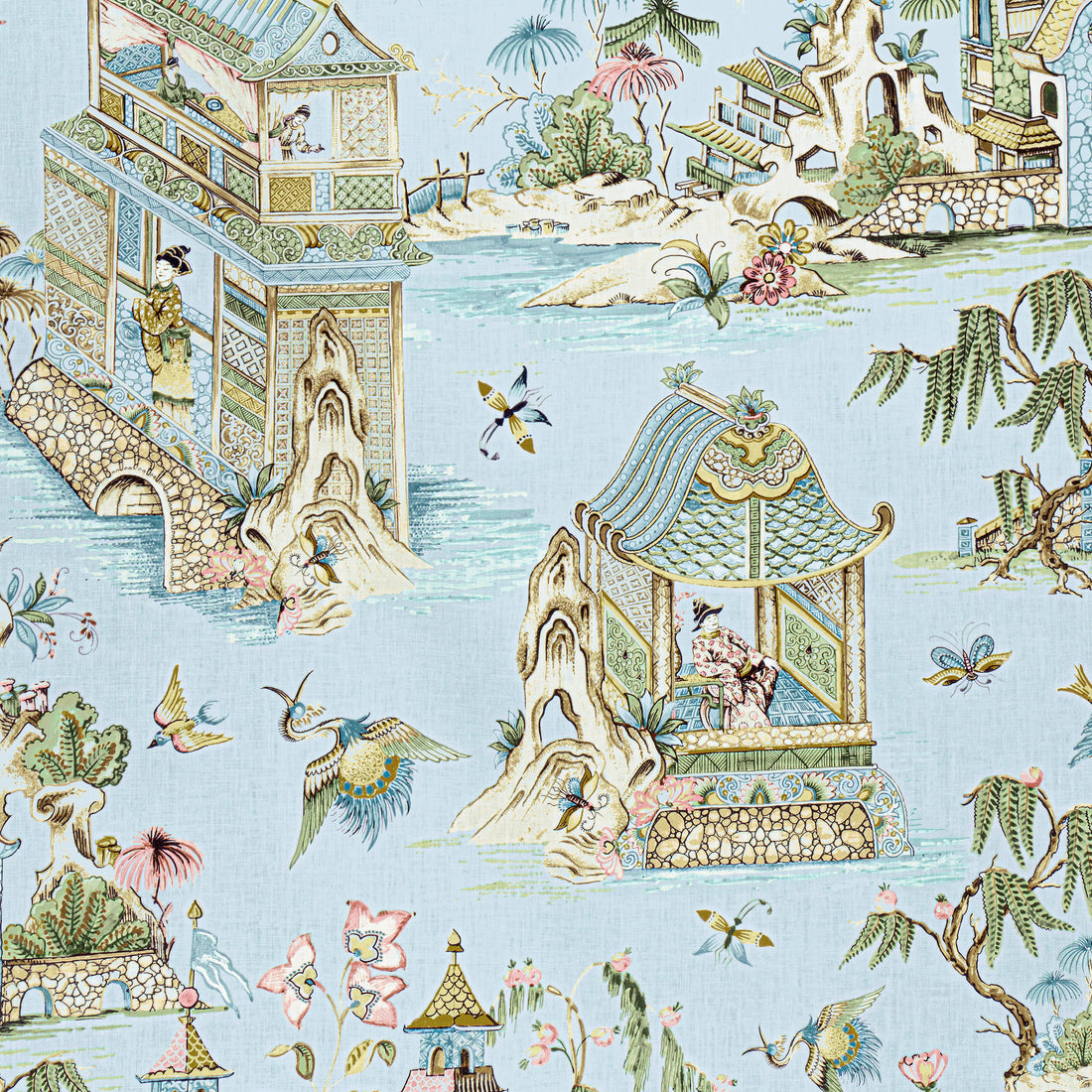Grand Palace fabric in spa blue - pattern number F913615 - by Thibaut in the Grand Palace collection