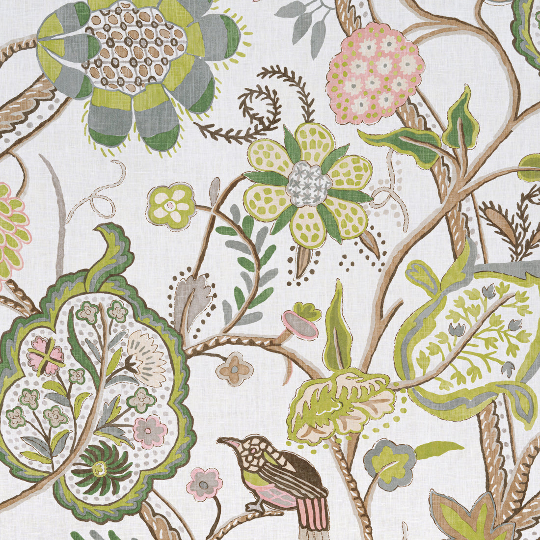 Windsor fabric in brown and green color - pattern number F914306 - by Thibaut in the Canopy collection