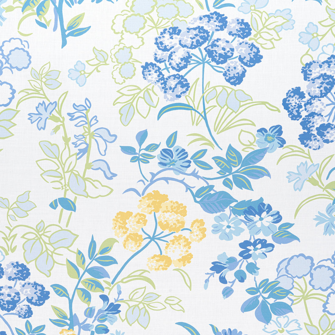 Spring Garden fabric in blue and white color - pattern number F914336 - by Thibaut in the Canopy collection