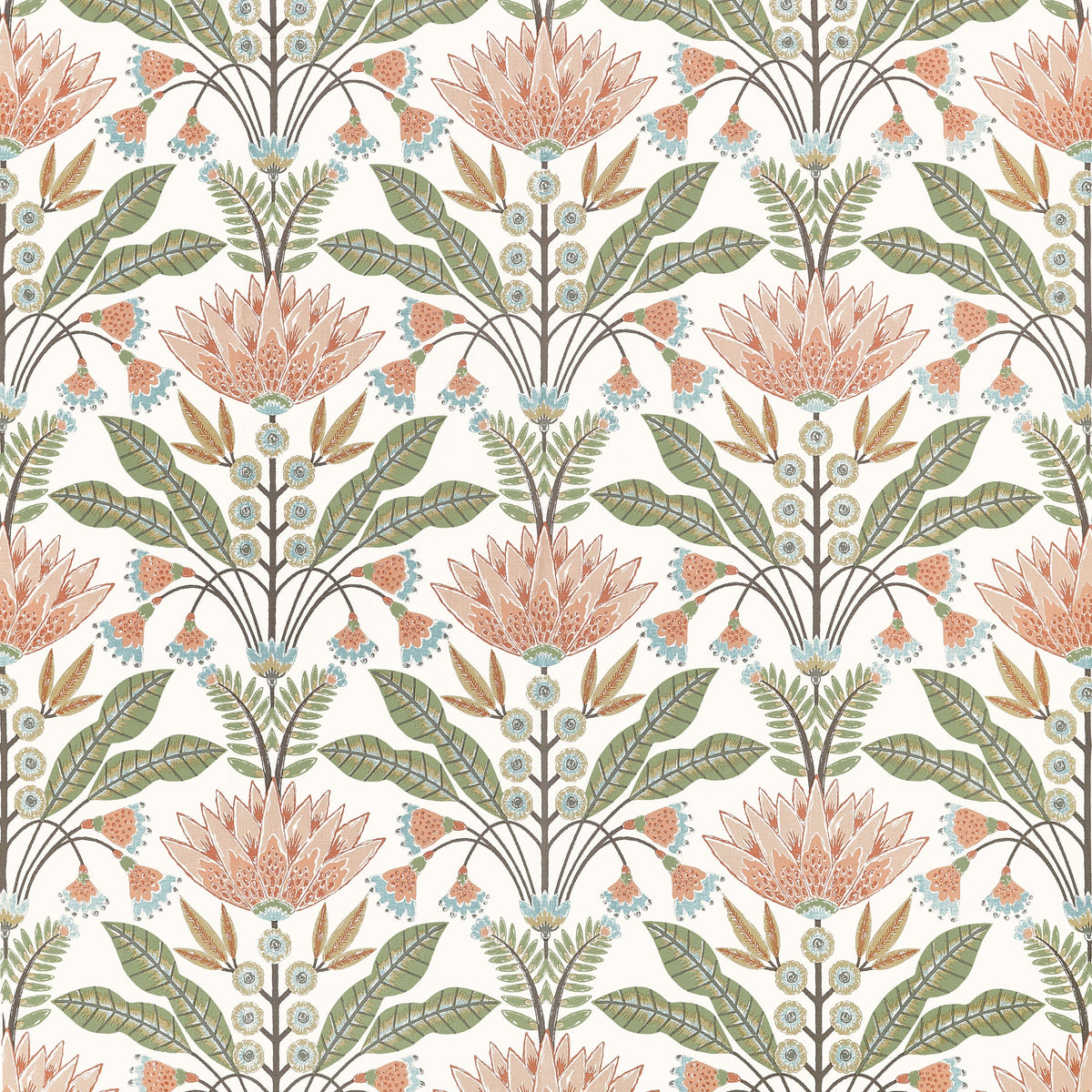 Lotus fabric in Apricot color - pattern number F914609 - by Thibaut in the Fairhaven collection