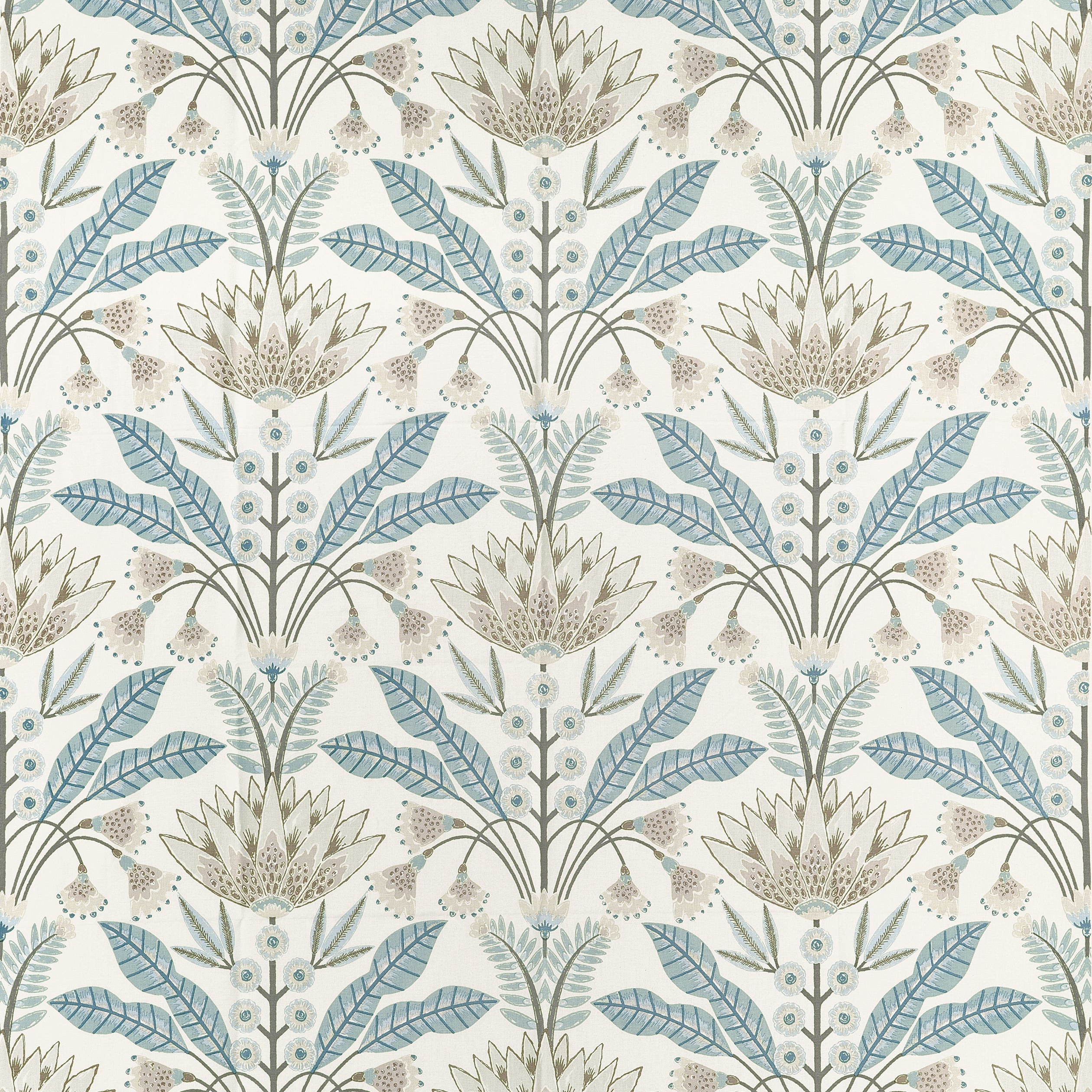 Lotus fabric in Spa Blue color - pattern number F914611 - by Thibaut in the Fairhaven collection