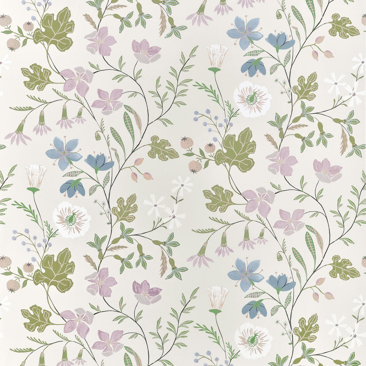 Bloom fabric in Lilac color - pattern number F914623 - by Thibaut in the Fairhaven collection