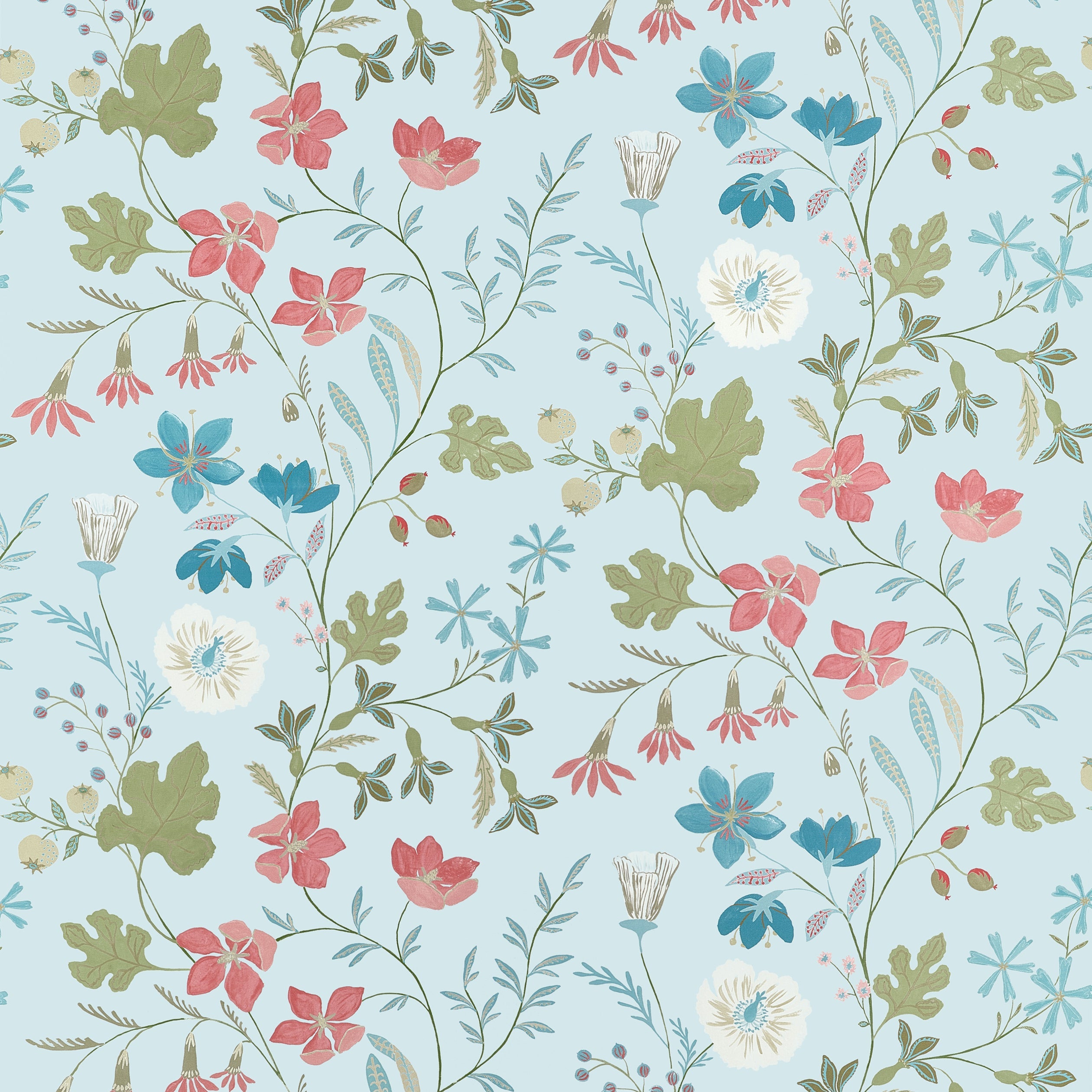 Bloom fabric in Spa Blue color - pattern number F914627 - by Thibaut in the Fairhaven collection