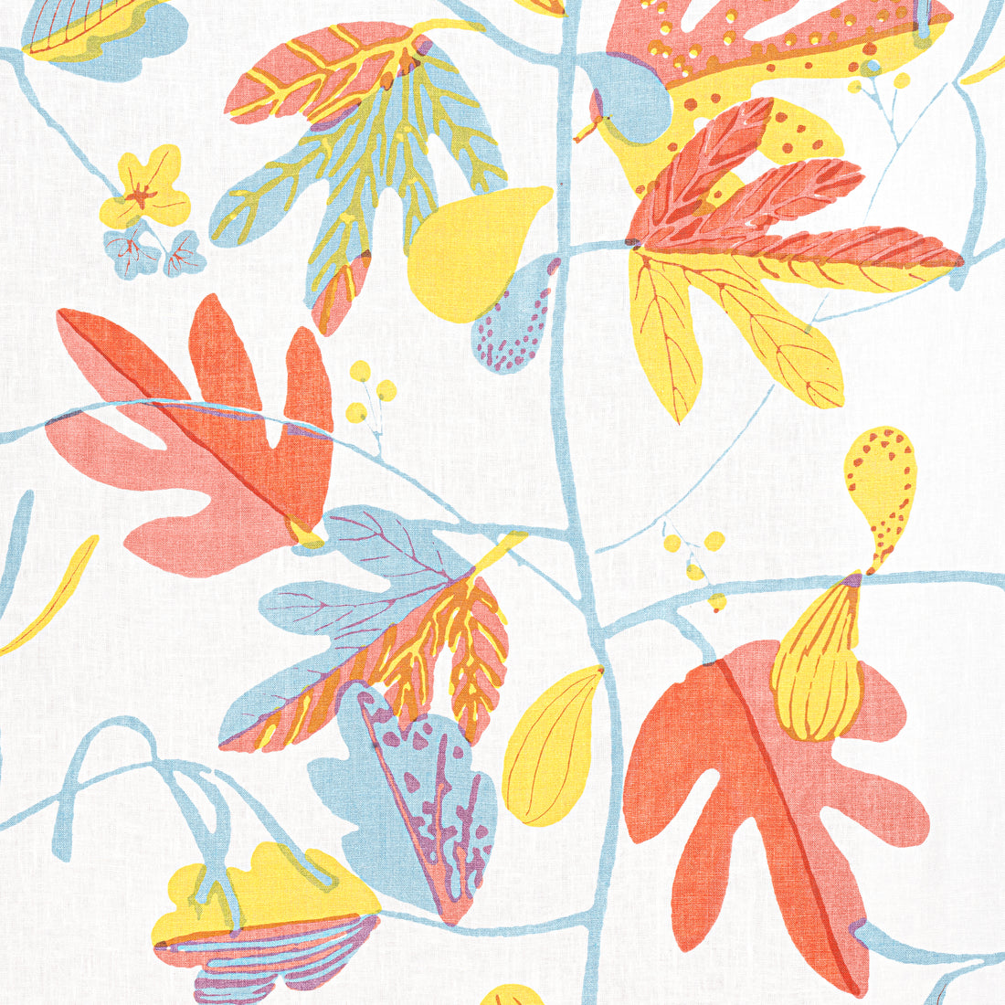 Matisse Leaf fabric in coral and yellow color - pattern number F916206 - by Thibaut in the Kismet collection