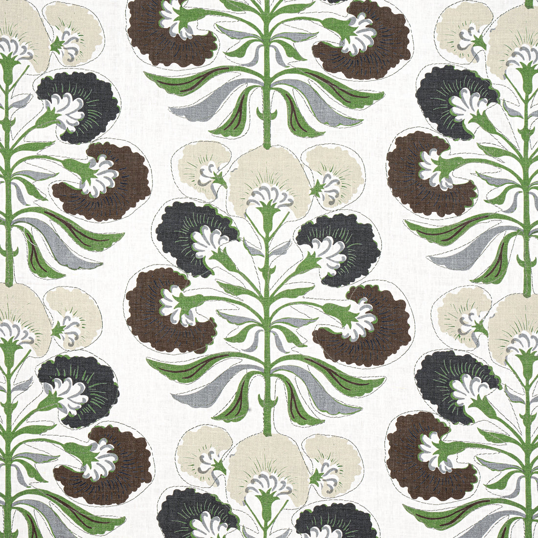 Tybee Tree fabric in black and green color - pattern number F916214 - by Thibaut in the Kismet collection
