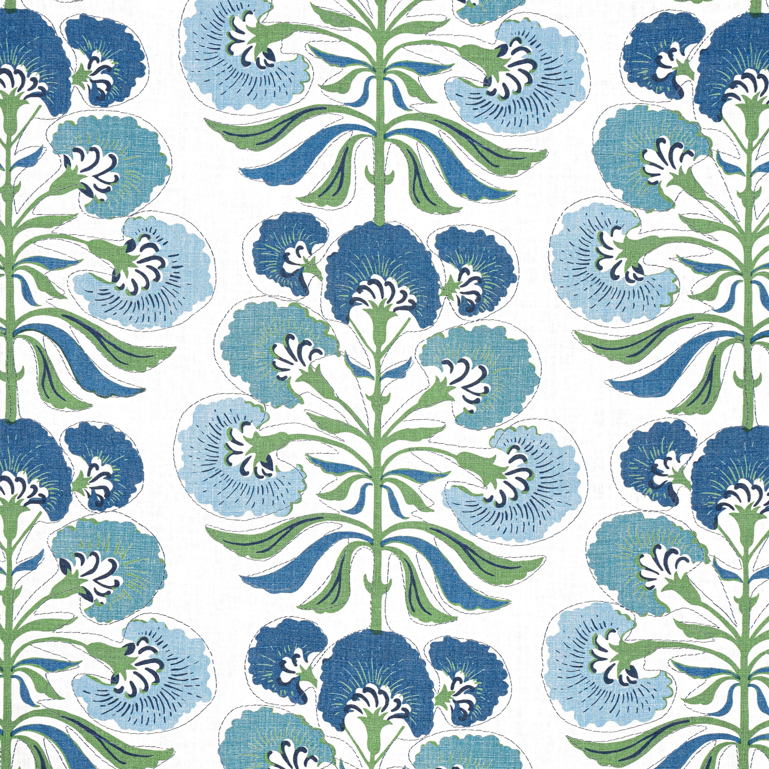 Tybee Tree fabric in green and blue color - pattern number F916215 - by Thibaut in the Kismet collection