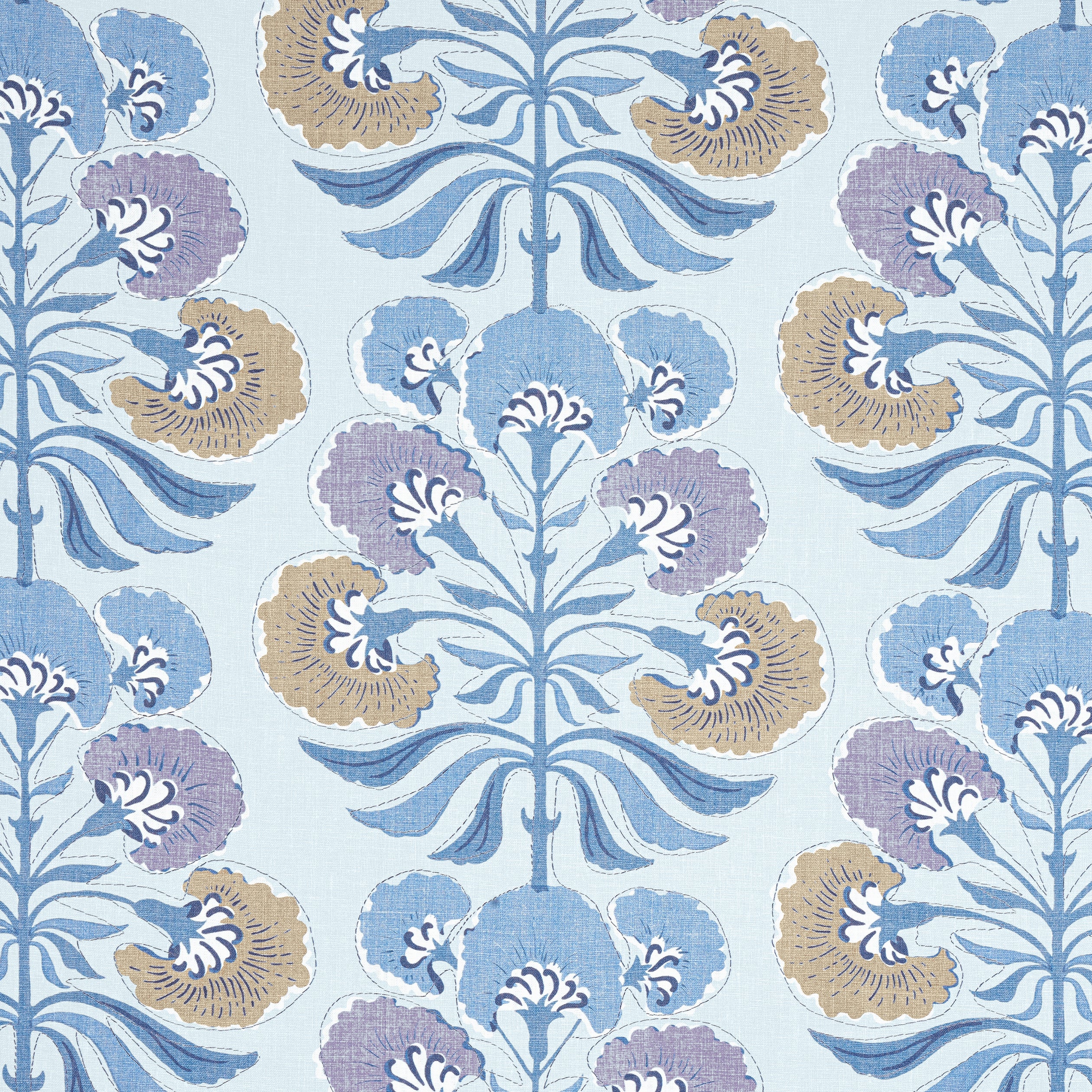 Tybee Tree fabric in lavender and blue color - pattern number F916216 - by Thibaut in the Kismet collection