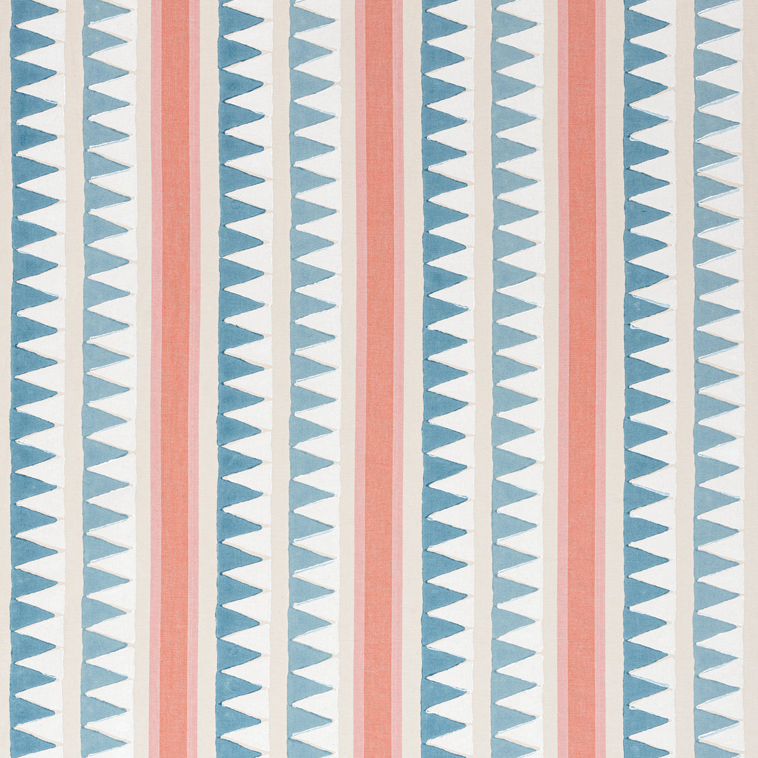 Lomita Stripe fabric in french blue and coral color - pattern number F916237 - by Thibaut in the Kismet collection