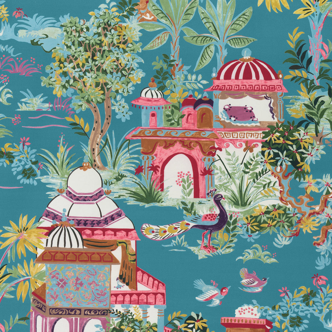 Mystic Garden fabric in teal color - pattern number F920822 - by Thibaut in the Eden collection