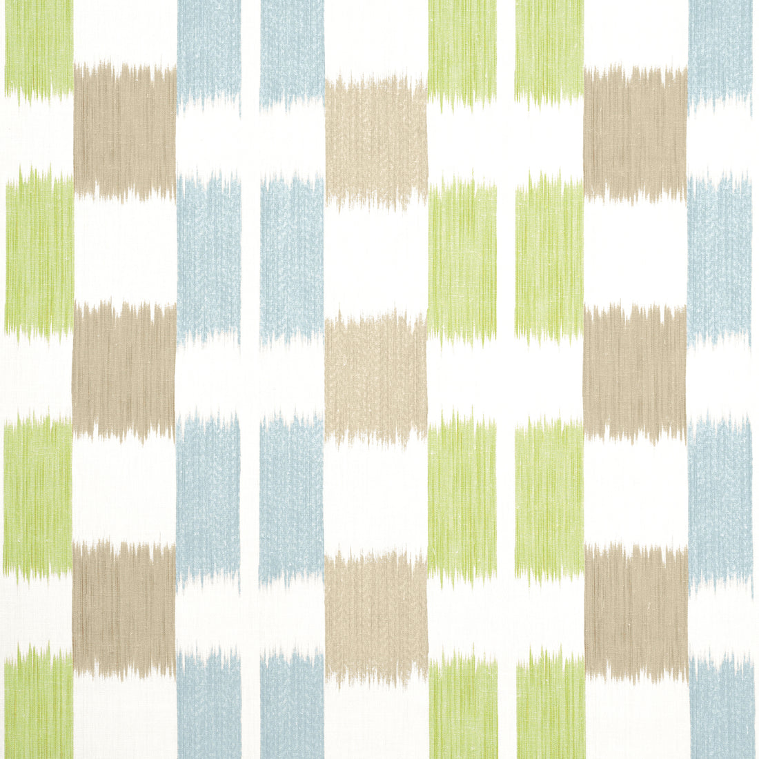 Kasuri fabric in green and spa blue color - pattern number F920836 - by Thibaut in the Eden collection