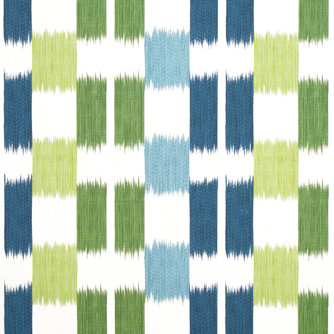 Kasuri fabric in blue and green color - pattern number F920839 - by Thibaut in the Eden collection
