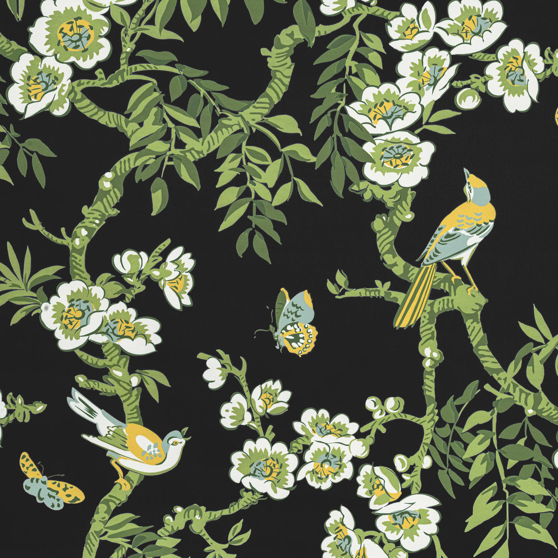 Yukio fabric in black color - pattern number F920845 - by Thibaut in the Eden collection