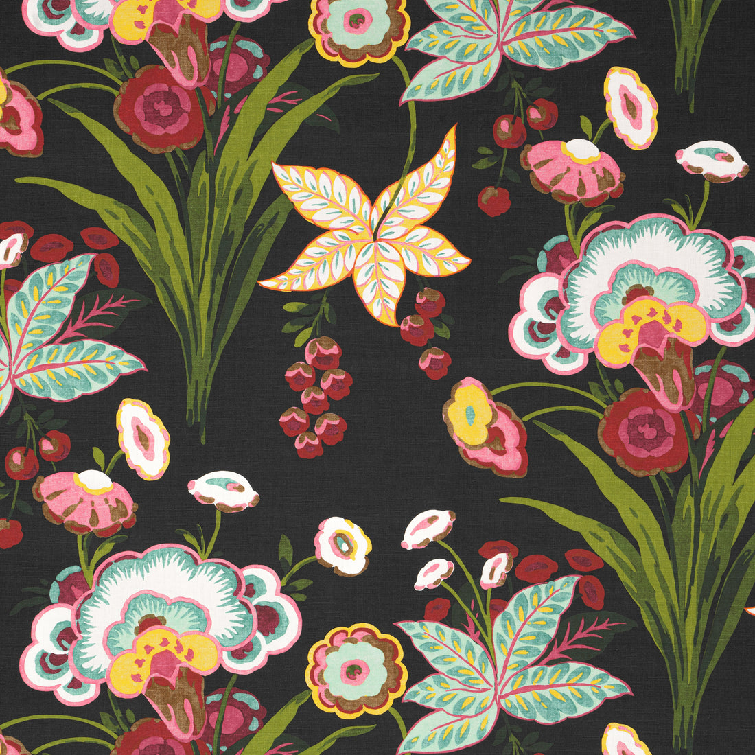 Pasadena fabric in black color - pattern number F920853 - by Thibaut in the Eden collection