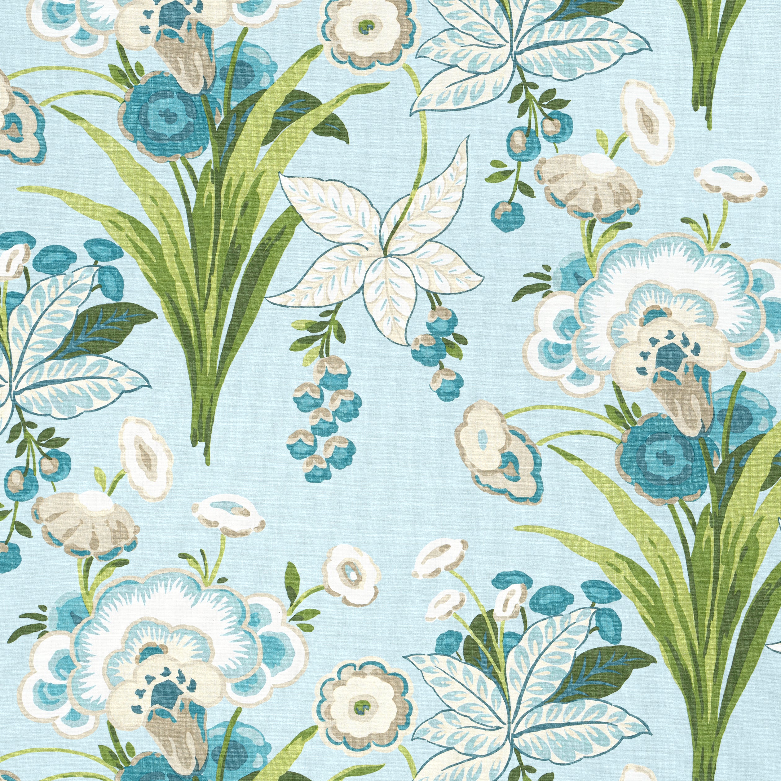 Pasadena fabric in spa blue color - pattern number F920855 - by Thibaut in the Eden collection