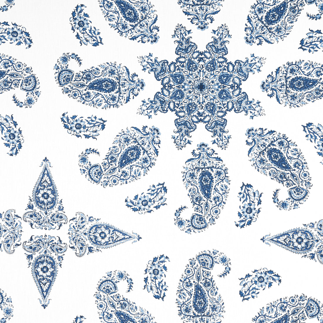 East India fabric in blue and white color - pattern number F936429 - by Thibaut in the Indienne collection