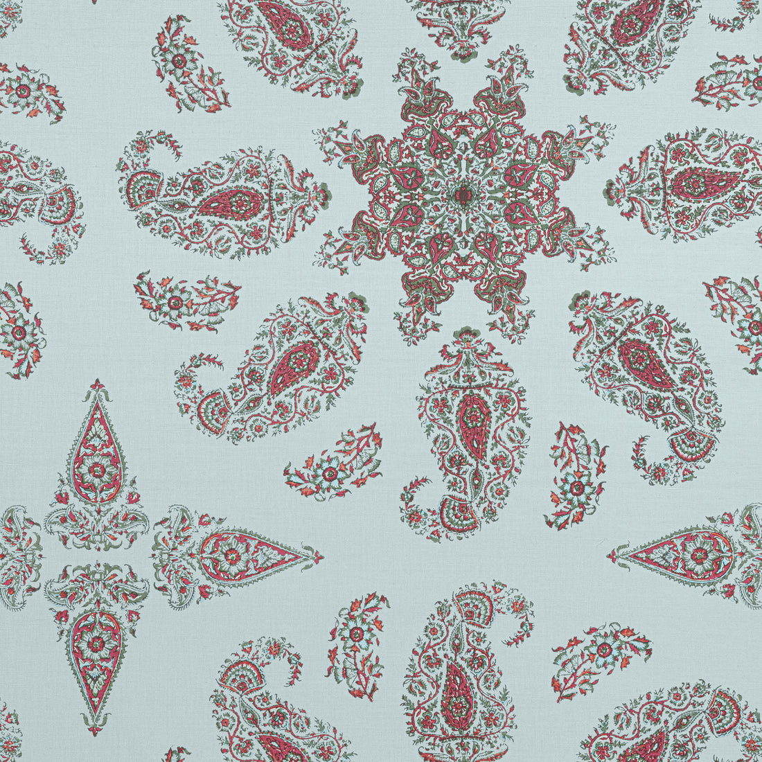 East India fabric in raspberry and teal color - pattern number F936431 - by Thibaut in the Indienne collection