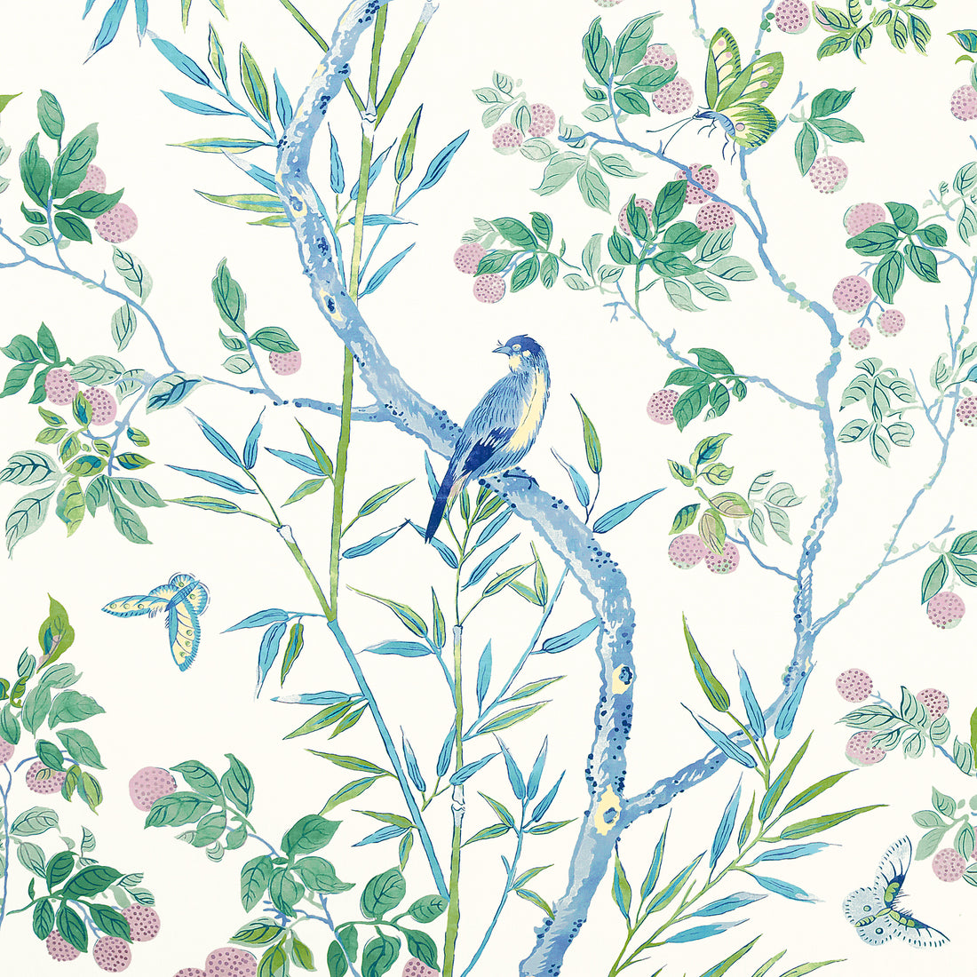 Claire fabric in blue and green color - pattern number F942014 - by Thibaut in the Sojourn collection