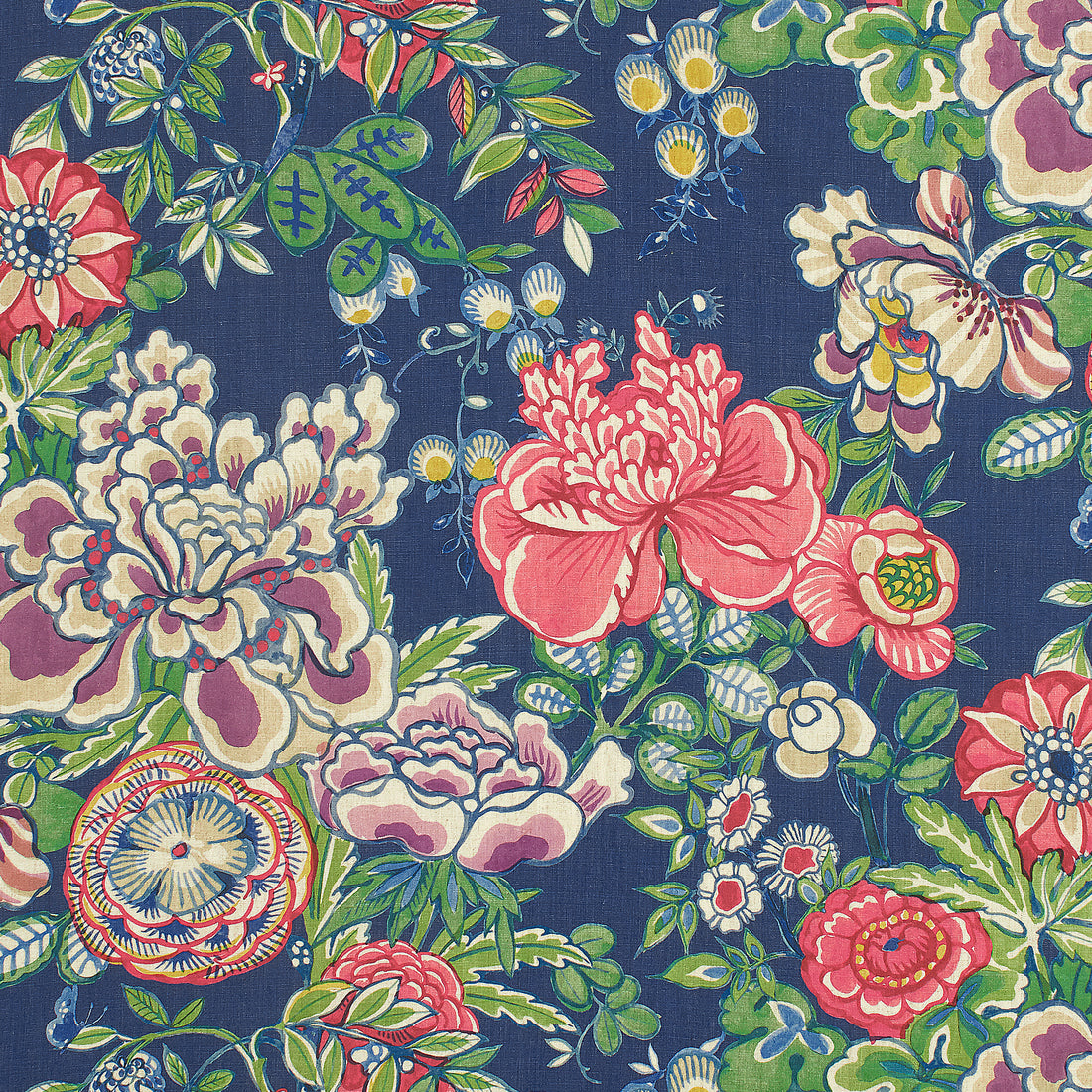Peony Garden fabric in navy color - pattern number F942015 - by Thibaut in the Sojourn collection
